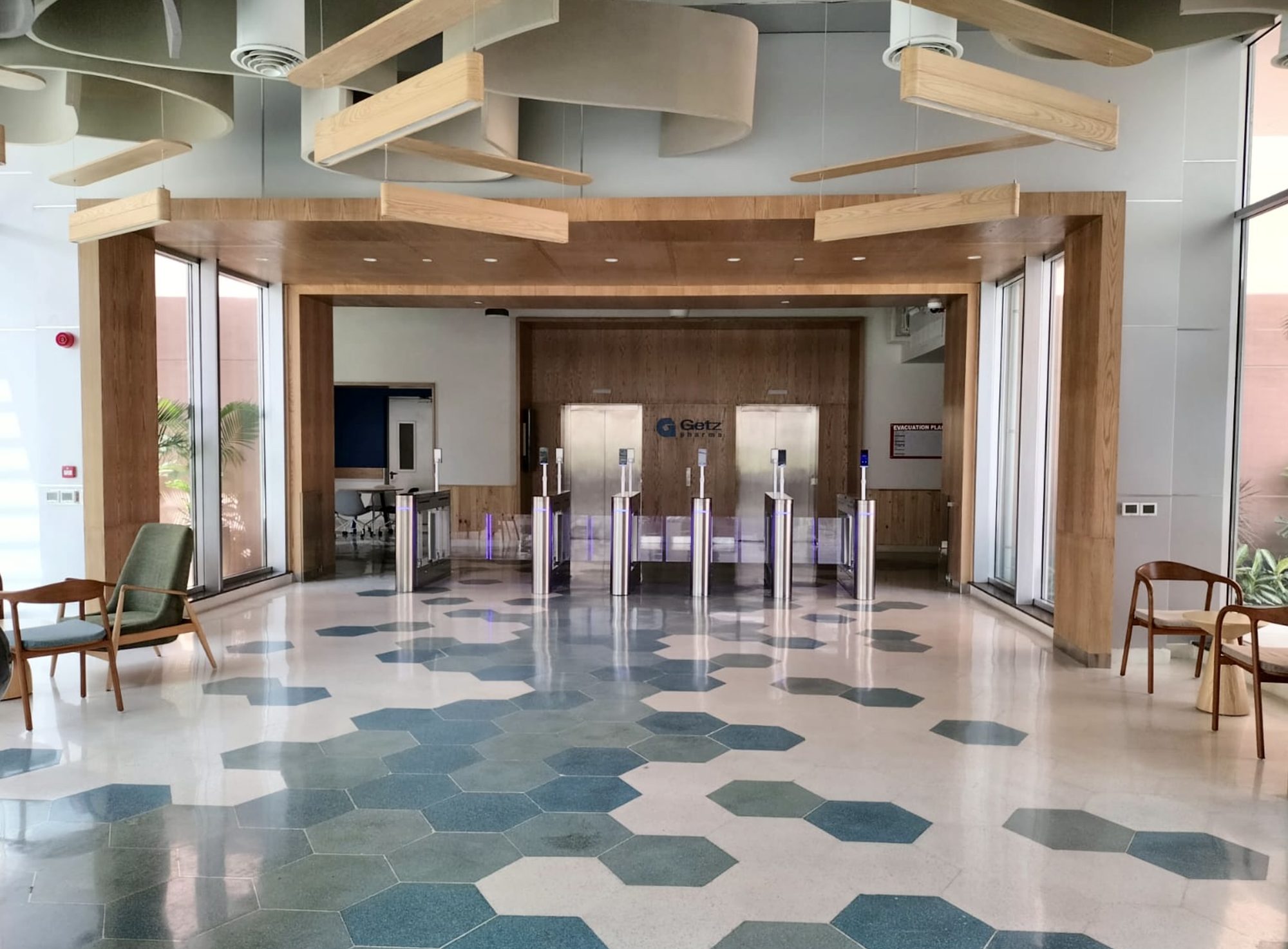 Getz Pharma — Head Office, Ground Floor (Reception) — Getz Pharma commercial / reception + structure in Korangi, Karachi, Pakistan — view 6
